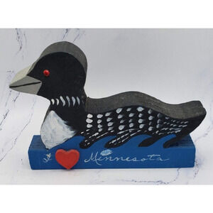 Wooden Hand Panted Carved I Heart Minnesota 4 Inch Stand Up Plaque